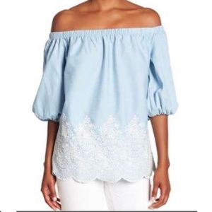 Karen Kane embroidered blouse